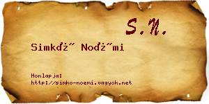 Simkó Noémi névjegykártya