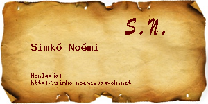 Simkó Noémi névjegykártya
